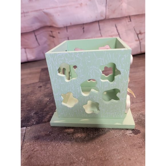 Wooden Green rabbit easter bunny tea light‎ box Decor spring - Picture 5 of 7